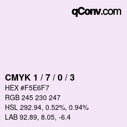 カラーコード: CMYK 1 / 7 / 0 / 3 | qconv.com