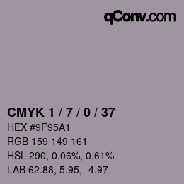 Color code: CMYK 1 / 7 / 0 / 37 | qconv.com