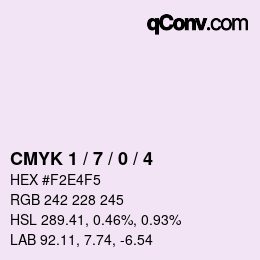 カラーコード: CMYK 1 / 7 / 0 / 4 | qconv.com