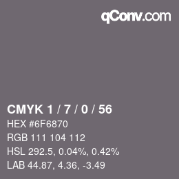 Color code: CMYK 1 / 7 / 0 / 56 | qconv.com