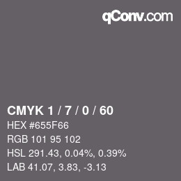 カラーコード: CMYK 1 / 7 / 0 / 60 | qconv.com