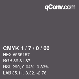 カラーコード: CMYK 1 / 7 / 0 / 66 | qconv.com