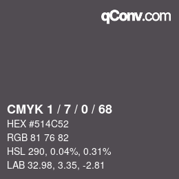 カラーコード: CMYK 1 / 7 / 0 / 68 | qconv.com
