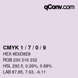 カラーコード: CMYK 1 / 7 / 0 / 9 | qconv.com