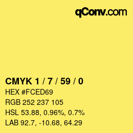 Color code: CMYK 1 / 7 / 59 / 0 | qconv.com
