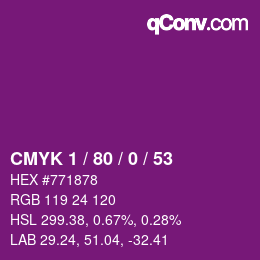 カラーコード: CMYK 1 / 80 / 0 / 53 | qconv.com