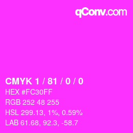 カラーコード: CMYK 1 / 81 / 0 / 0 | qconv.com