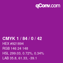 Color code: CMYK 1 / 84 / 0 / 42 | qconv.com