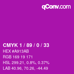 カラーコード: CMYK 1 / 89 / 0 / 33 | qconv.com