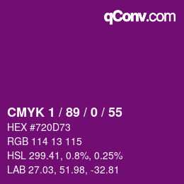 カラーコード: CMYK 1 / 89 / 0 / 55 | qconv.com