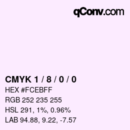 Farbcode: CMYK 1 / 8 / 0 / 0 | qconv.com