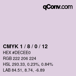 カラーコード: CMYK 1 / 8 / 0 / 12 | qconv.com