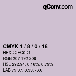 カラーコード: CMYK 1 / 8 / 0 / 18 | qconv.com