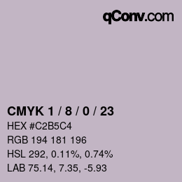 Farbcode: CMYK 1 / 8 / 0 / 23 | qconv.com