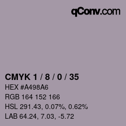 カラーコード: CMYK 1 / 8 / 0 / 35 | qconv.com
