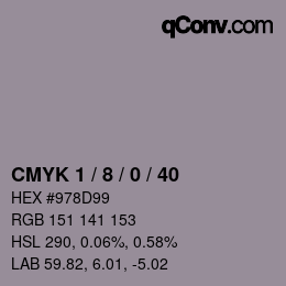 カラーコード: CMYK 1 / 8 / 0 / 40 | qconv.com