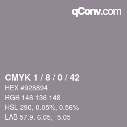 Color code: CMYK 1 / 8 / 0 / 42 | qconv.com