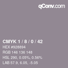 Code couleur: CMYK 1 / 8 / 0 / 42 | qconv.com