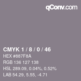 Color code: CMYK 1 / 8 / 0 / 46 | qconv.com