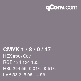 カラーコード: CMYK 1 / 8 / 0 / 47 | qconv.com