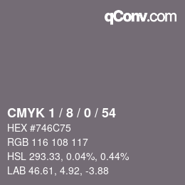 カラーコード: CMYK 1 / 8 / 0 / 54 | qconv.com