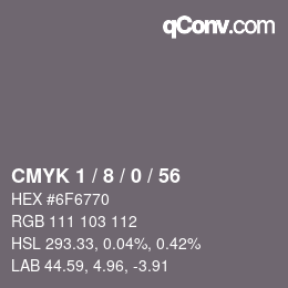 Color code: CMYK 1 / 8 / 0 / 56 | qconv.com