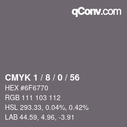 カラーコード: CMYK 1 / 8 / 0 / 56 | qconv.com