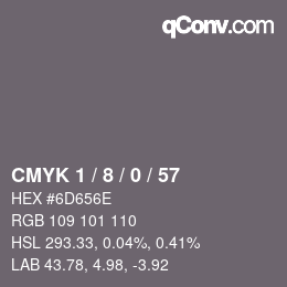 カラーコード: CMYK 1 / 8 / 0 / 57 | qconv.com