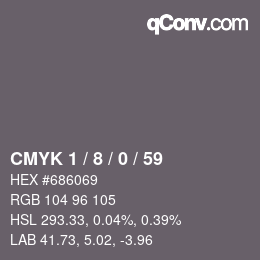 カラーコード: CMYK 1 / 8 / 0 / 59 | qconv.com