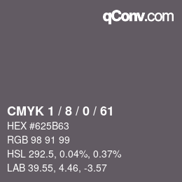 Color code: CMYK 1 / 8 / 0 / 61 | qconv.com