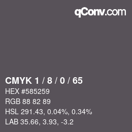 カラーコード: CMYK 1 / 8 / 0 / 65 | qconv.com