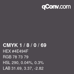 Color code: CMYK 1 / 8 / 0 / 69 | qconv.com