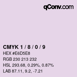 カラーコード: CMYK 1 / 8 / 0 / 9 | qconv.com