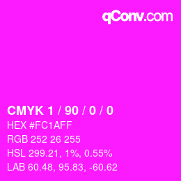 カラーコード: CMYK 1 / 90 / 0 / 0 | qconv.com