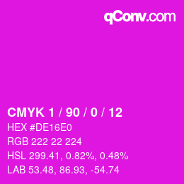 カラーコード: CMYK 1 / 90 / 0 / 12 | qconv.com