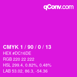 カラーコード: CMYK 1 / 90 / 0 / 13 | qconv.com