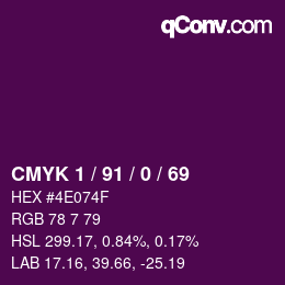 Color code: CMYK 1 / 91 / 0 / 69 | qconv.com