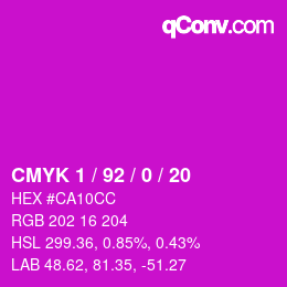 カラーコード: CMYK 1 / 92 / 0 / 20 | qconv.com