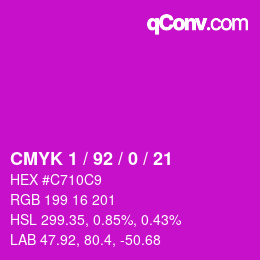 カラーコード: CMYK 1 / 92 / 0 / 21 | qconv.com