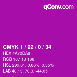カラーコード: CMYK 1 / 92 / 0 / 34 | qconv.com