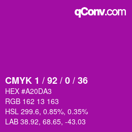 カラーコード: CMYK 1 / 92 / 0 / 36 | qconv.com
