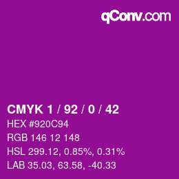 カラーコード: CMYK 1 / 92 / 0 / 42 | qconv.com