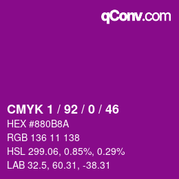颜色代码: CMYK 1 / 92 / 0 / 46 | qconv.com