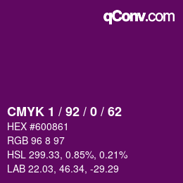 カラーコード: CMYK 1 / 92 / 0 / 62 | qconv.com
