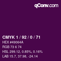 Color code: CMYK 1 / 92 / 0 / 71 | qconv.com