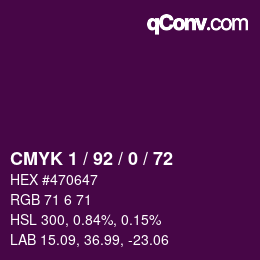 カラーコード: CMYK 1 / 92 / 0 / 72 | qconv.com
