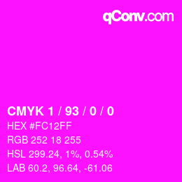 カラーコード: CMYK 1 / 93 / 0 / 0 | qconv.com