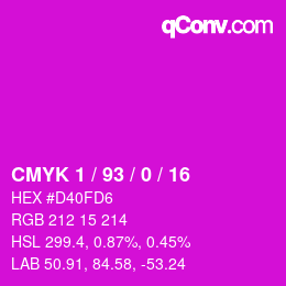 カラーコード: CMYK 1 / 93 / 0 / 16 | qconv.com