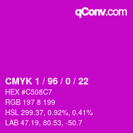 Color code: CMYK 1 / 96 / 0 / 22 | qconv.com