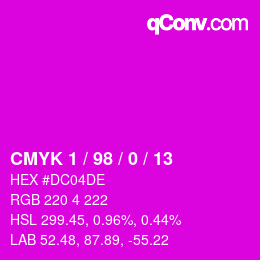 カラーコード: CMYK 1 / 98 / 0 / 13 | qconv.com